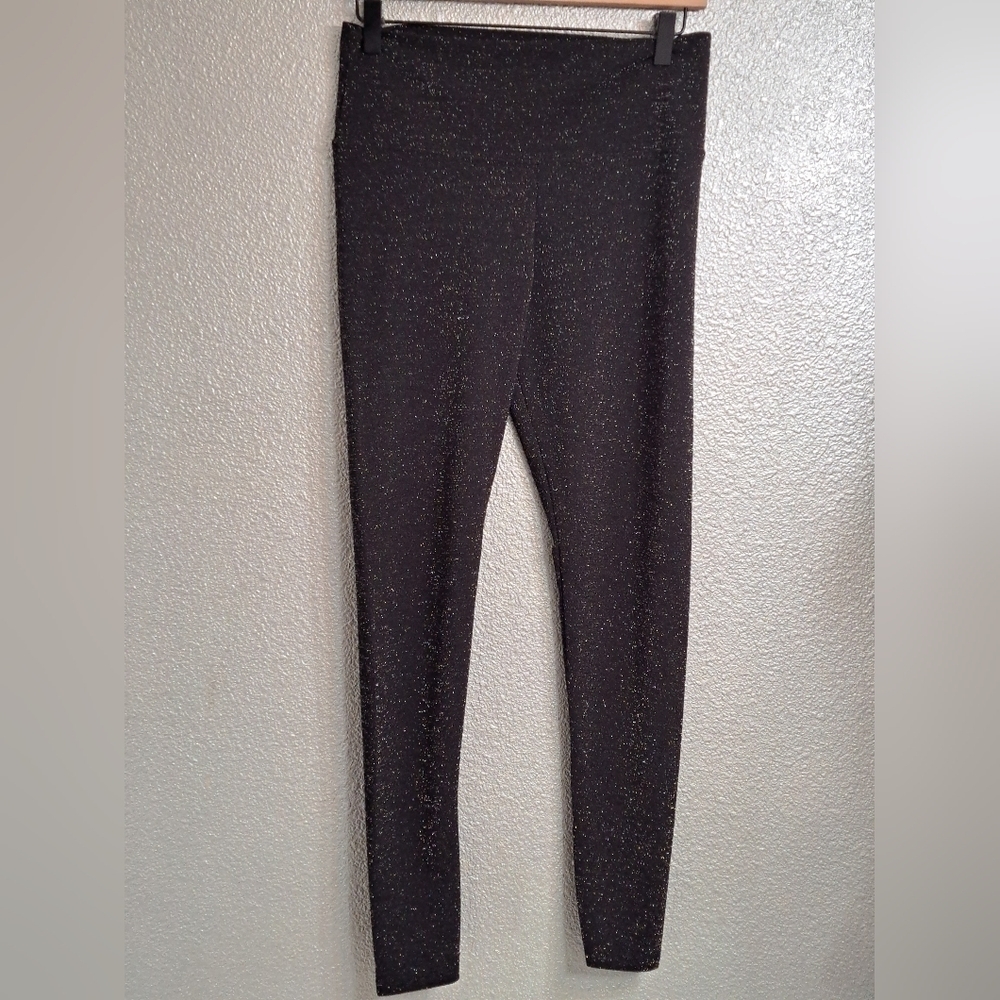 Sweet Black High Rise Glitter Leggings   Size L